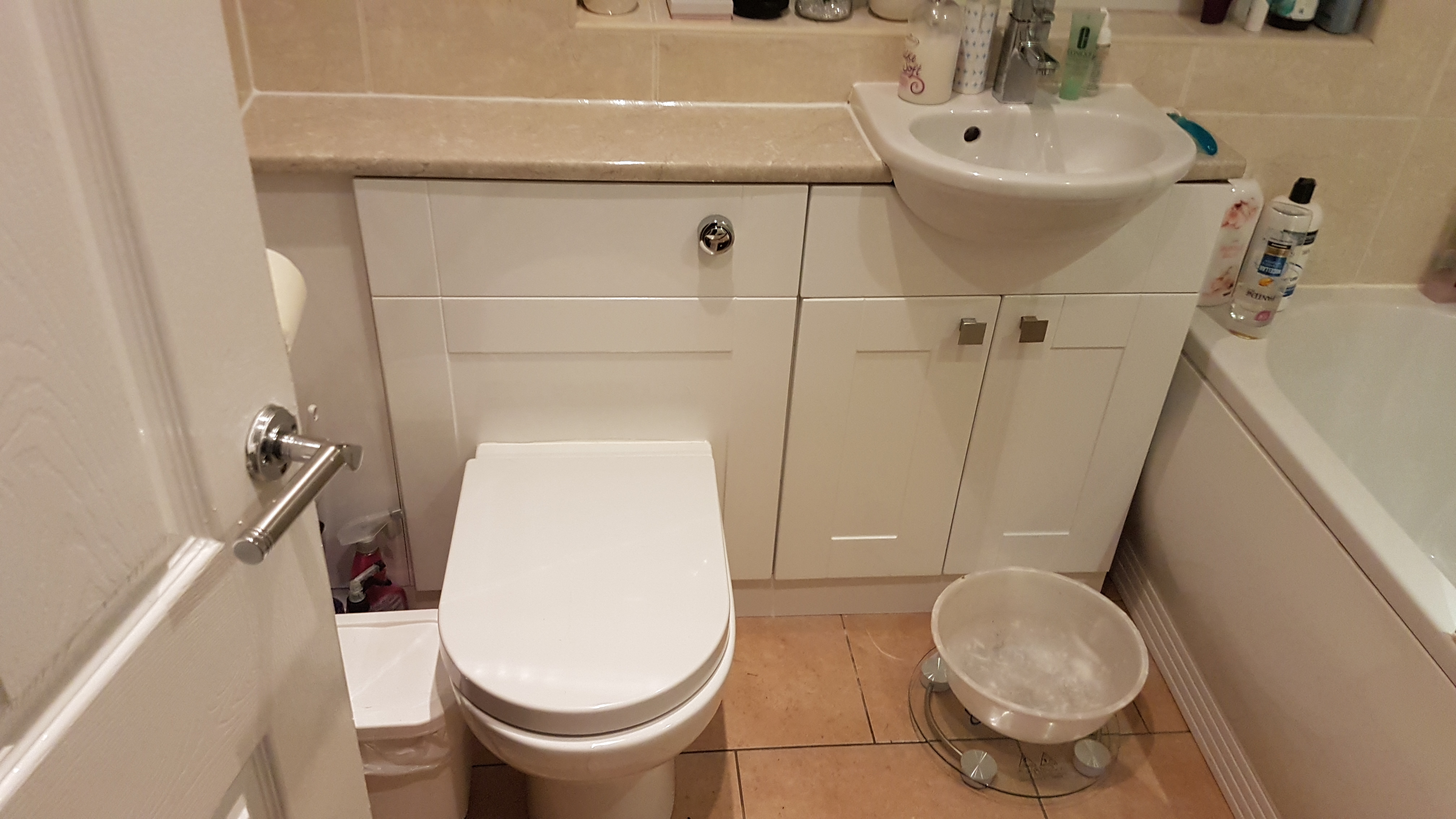 Modern toilet and sink with vanity unit
